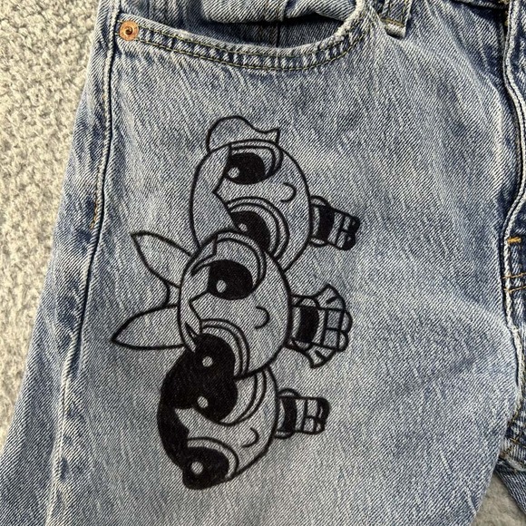 Levis 502 Jeans Mens 29 (27X26) Power Puff Girls Blue Clean Blue Denum - Picture 4 of 15